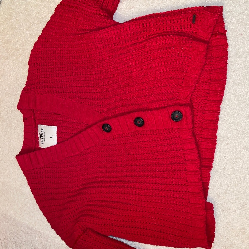 Red hollister button up sweater